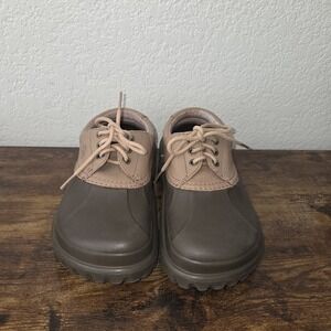 Crocs Axel Islander Lace Up Shoes Unisex Mens 6 Womens 8 Tan Leather Duck Boot